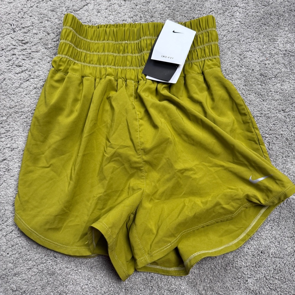 NEW Nike Women's XS Ultra High Waisted Dri Fit Shorts Olive Green‎ Workout